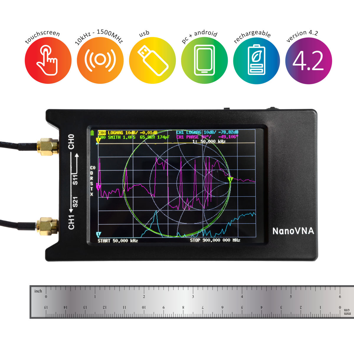 NanoVNA Vector Network Analyzer,LCD Digital Display Touching Screen... 
