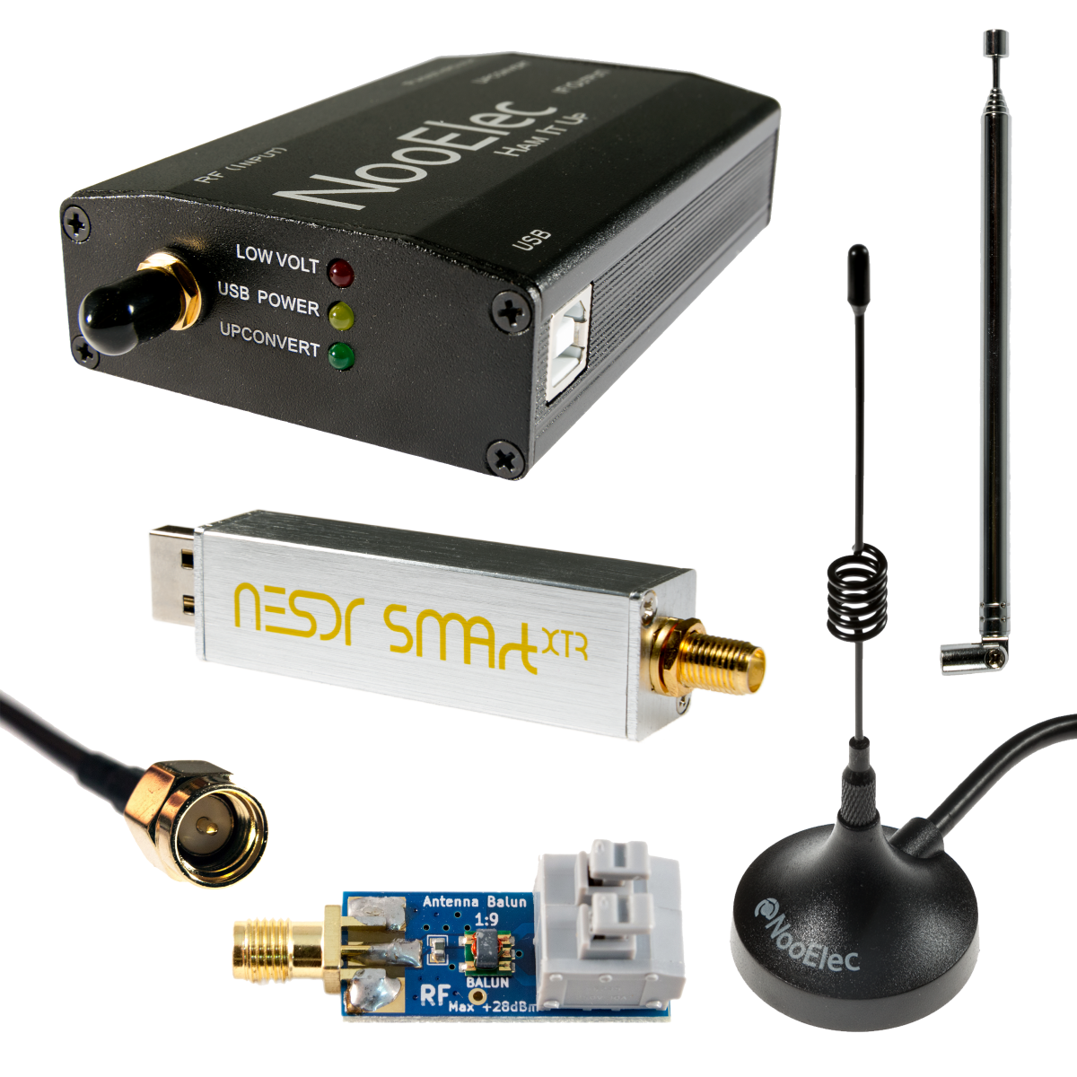 NESDR SMArt XTR HF-Bundle: Software-Definiertes 300Hz-2,3GHz Funkgerät für LF/HF/UHF/VHF Balun und Adapter Enthält SMArt XTR RTL-SDR 3 Antennen Zusammengebauten Ham It Up Plus-Aufwärtswandler
