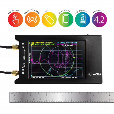 NanoVNA-H 4: 10kHz-1500MHz+ Portable Vector Network Analyzer w/ 4" LCD Screen & SOLT Calibration Kit