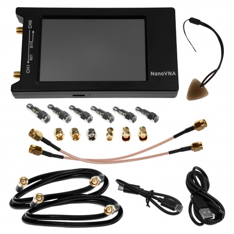 NanoVNA-H 4 Bundle: 10kHz-1500MHz+ Portable Vector Network Analyzer w/ 4" LCD Screen, SOLT Calibration Kit, 6pc Attenuator Set, Quick Connect Adapters, Low-Loss LMR200 Cables, Case & More!