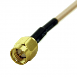Male MCX (right-angle) to Male SMA pigtail cable, RG-316, 0.5' length