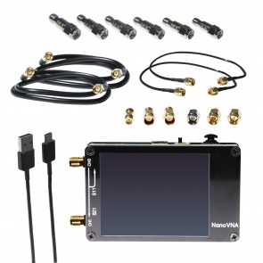 NanoVNA Bundle - Includes 50kHz-900MHz+ Portable Vector Network Analyzer, SOLT Calibration Kit, 6pc Attenuator Set, Quick Connect Adapters, Low-Loss LMR200 Cables, Case & More!